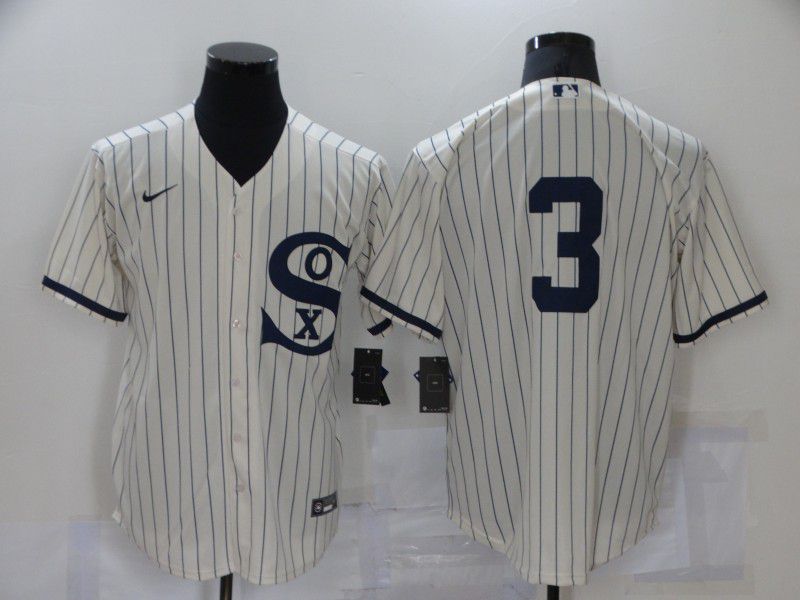 Men Chicago White Sox #3 No Name Cream stripe Dream version Game Nike 2021 MLB Jerseys